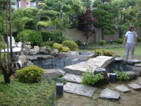 庭池　リフォーム,庭池　石組み,白石御影