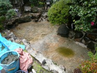 庭池　防水工事,庭池　FRP防水,池　清掃
